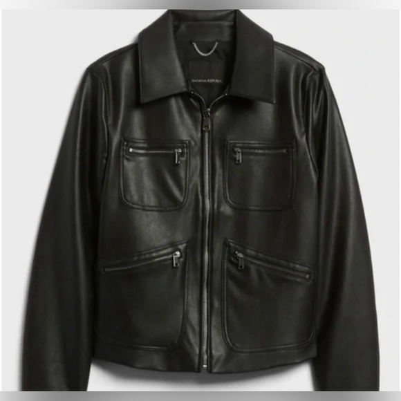 BANANA REPUBLIC VEGAN LEATHER JACKET size small - Picture 2 of 8